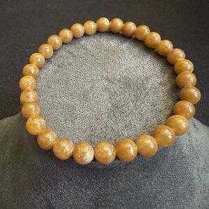🪷🪷Natural Burmese Grade A Honey Color Translucent Jadeite Jade Beaded Bracelet